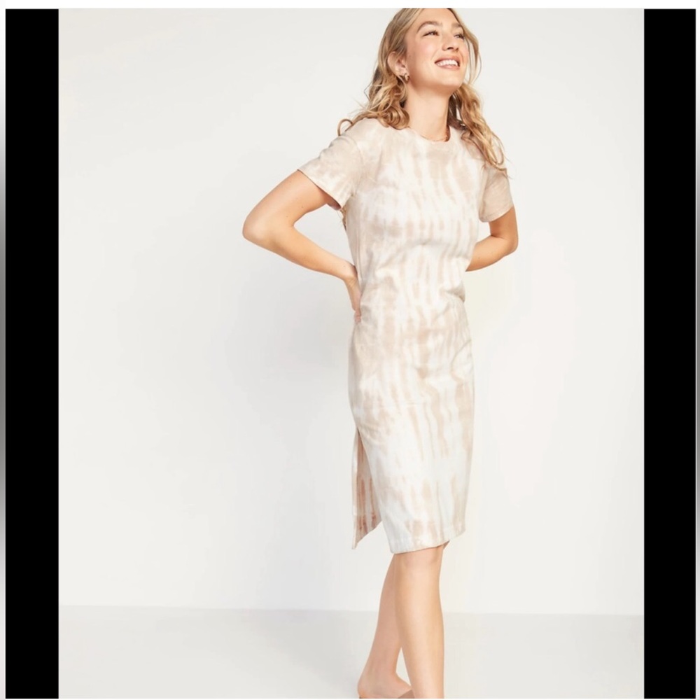 NWT! Old Navy Beige Tie Dye Midi Shift Dress